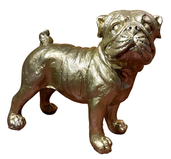 Dekofigur gartenfigur Bulldogge hund französische englische dogge gold SEWAS gartenzwerge
