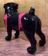 Dekofigur gartenfigur Bulldogge hund französische englische dogge schwarz pink splatter SEWAS gartenzwerge